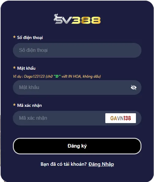 Bước 1 đăng ký sv388